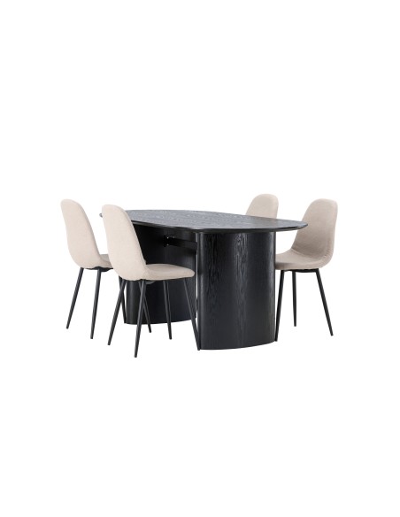 Matgrupp Isolde med Polar matstolar, 180 × 90 cm