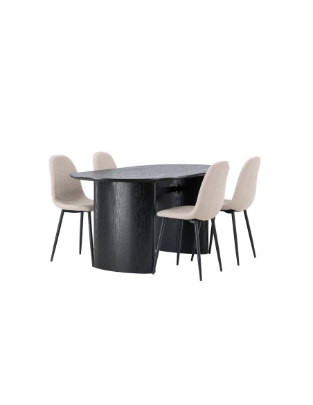 Matgrupp Isolde med Polar matstolar, 180 × 90 cm