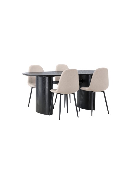 Matgrupp Isolde med Polar matstolar, 180 × 90 cm
