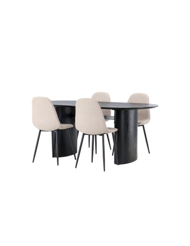 Matgrupp Isolde med Polar matstolar, 180 × 90 cm