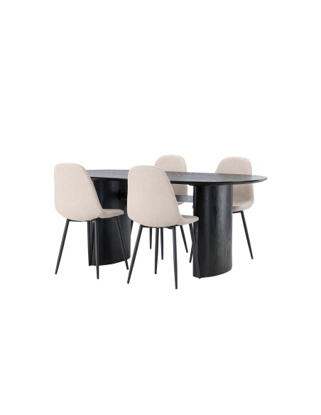 Matgrupp Isolde med Polar matstolar, 180 × 90 cm