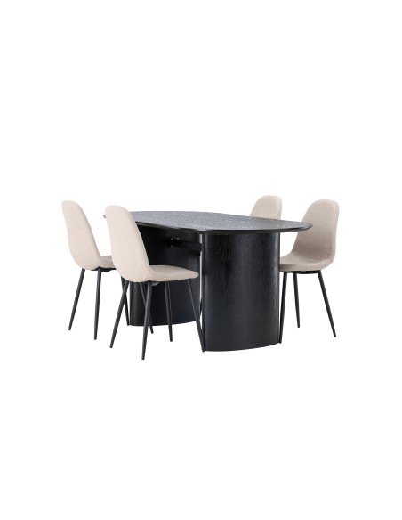 Matgrupp Isolde med Polar matstolar, 180 × 90 cm