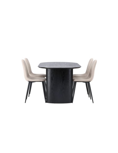 Matgrupp Isolde med Polar matstolar, 180 × 90 cm
