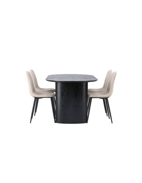 Matgrupp Isolde med Polar matstolar, 180 × 90 cm