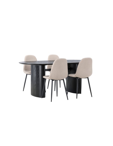 Matgrupp Isolde med Polar matstolar, 180 × 90 cm