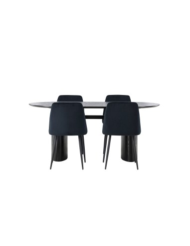 Matgrupp Isolde med Night matstolar, 180 × 90 cm