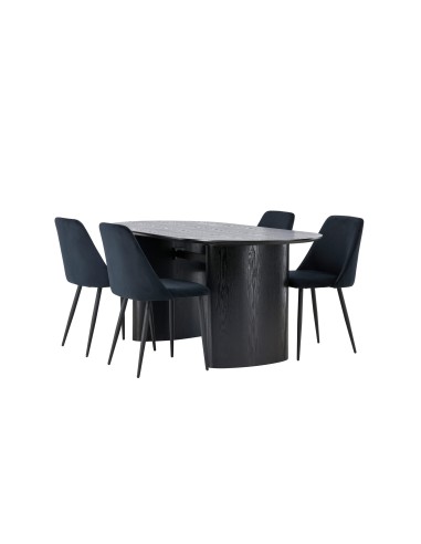 Matgrupp Isolde med Night matstolar, 180 × 90 cm