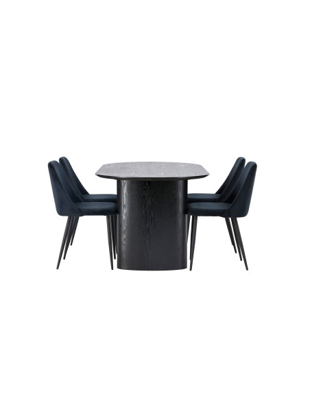 Matgrupp Isolde med Night matstolar, 180 × 90 cm