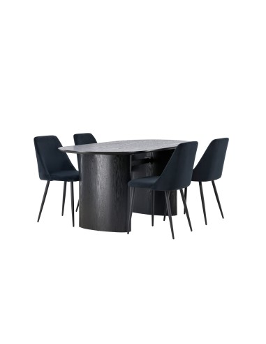 Matgrupp Isolde med Night matstolar, 180 × 90 cm