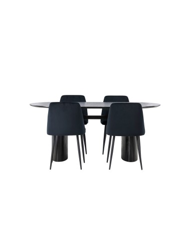 Matgrupp Isolde med Night matstolar, 180 × 90 cm