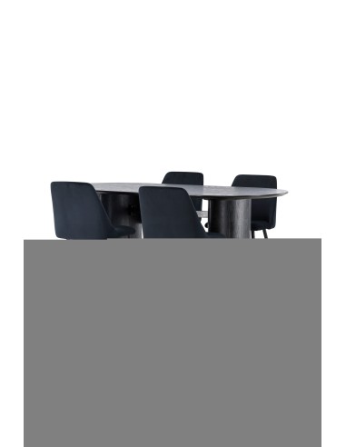 Matgrupp Isolde med Night matstolar, 180 × 90 cm