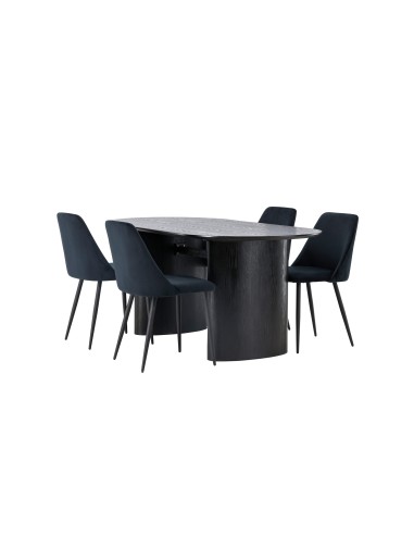 Matgrupp Isolde med Night matstolar, 180 × 90 cm