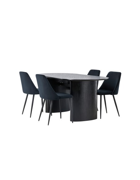 Matgrupp Isolde med Night matstolar, 180 × 90 cm