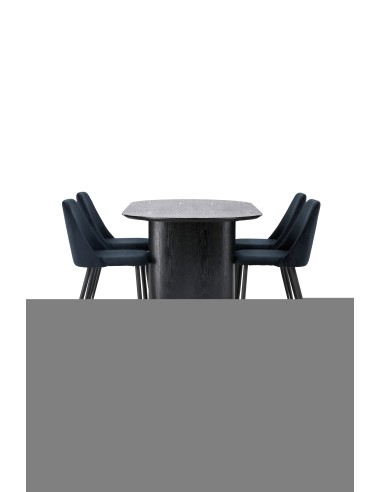 Matgrupp Isolde med Night matstolar, 180 × 90 cm