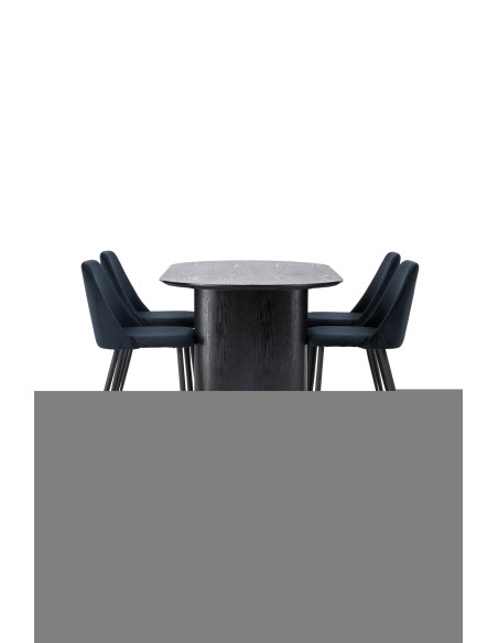 Matgrupp Isolde med Night matstolar, 180 × 90 cm
