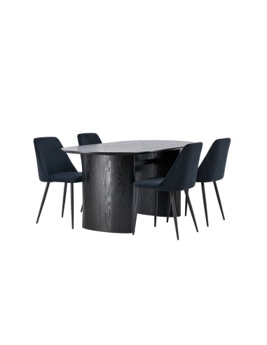 Matgrupp Isolde med Night matstolar, 180 × 90 cm