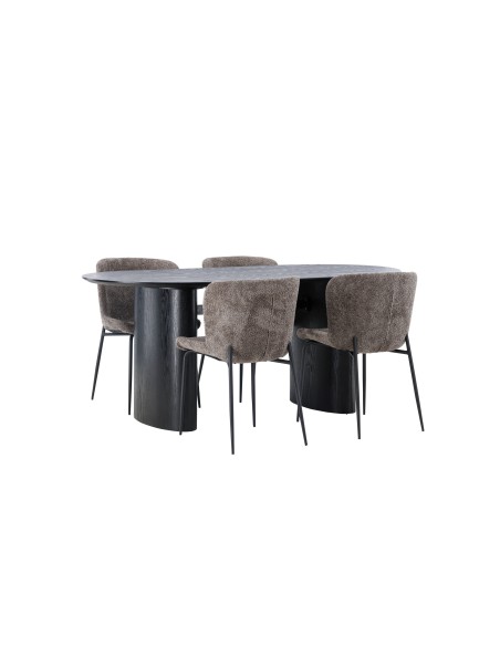 Matgrupp Isolde med Modesto matstolar, 180 × 90 cm