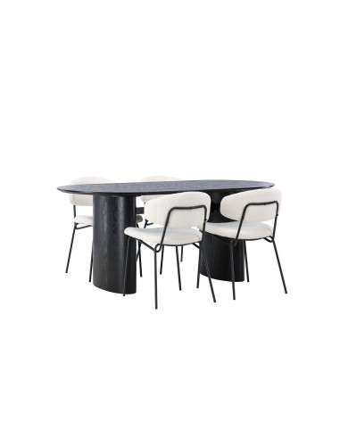 Matgrupp Isolde med Chico matstolar, 180 × 90 cm