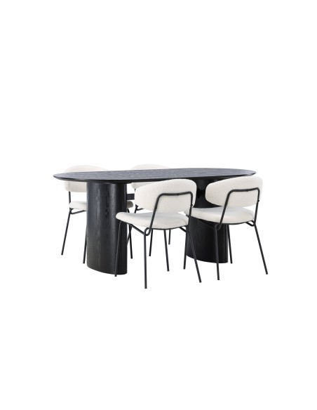 Matgrupp Isolde med Chico matstolar, 180 × 90 cm