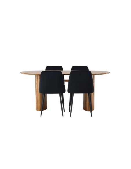 Matgrupp Isolde med Night matstolar, 180 × 90 cm