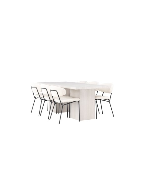 Matgrupp Olga med Chico matstolar, 200 × 90 cm