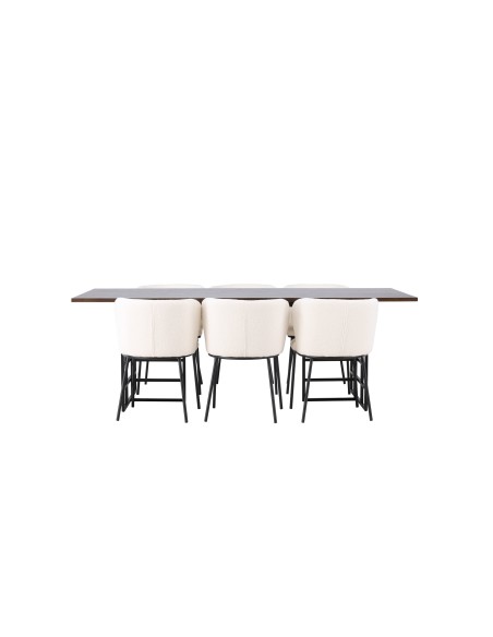 Matgrupp Ystad med Edina matstolar, 220 × 100 cm