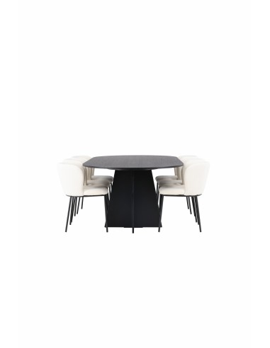 Matgrupp Bootcut med Edina matstolar, 230 × 115 cm