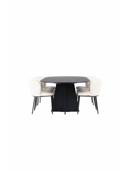 Matgrupp Bootcut med Edina matstolar, 230 × 115 cm
