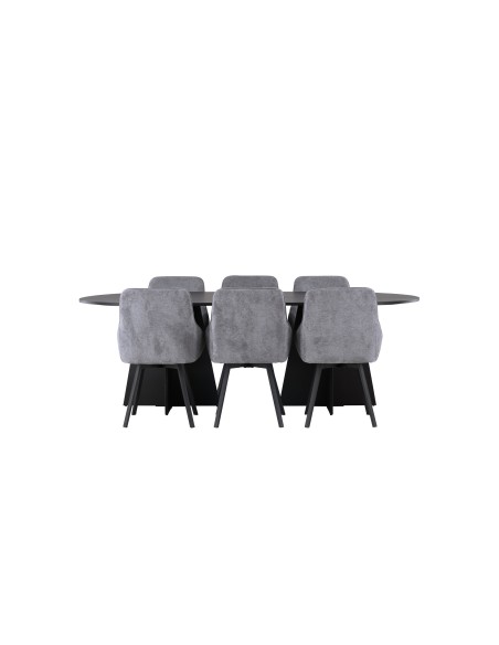 Matgrupp Bootcut med Rosie matstolar, 230 × 115 cm