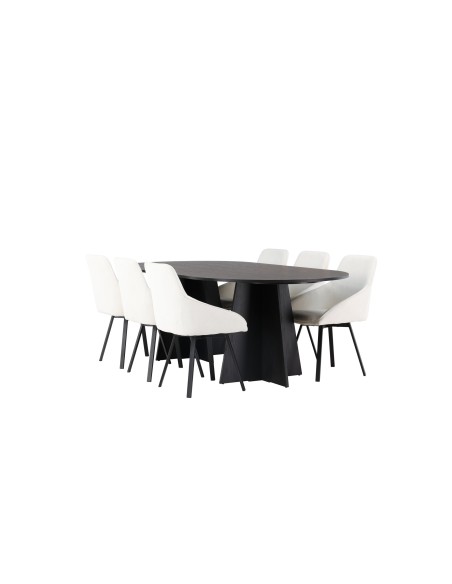 Matgrupp Bootcut med Rosie matstolar, 230 × 115 cm
