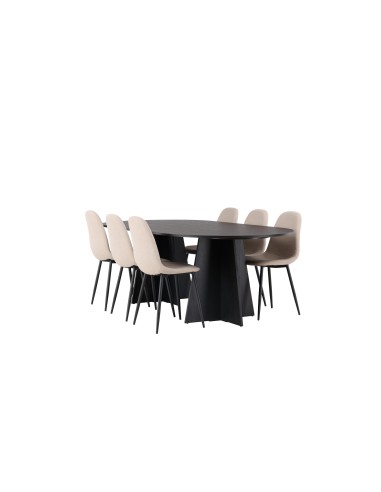 Matgrupp Bootcut med Polar matstolar, 230 × 115 cm