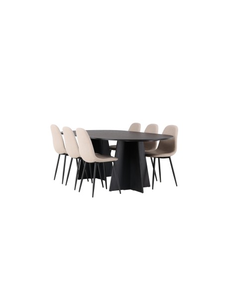 Matgrupp Bootcut med Polar matstolar, 230 × 115 cm