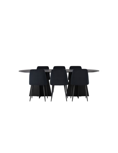 Matgrupp Bootcut med Night matstolar, 230 × 115 cm