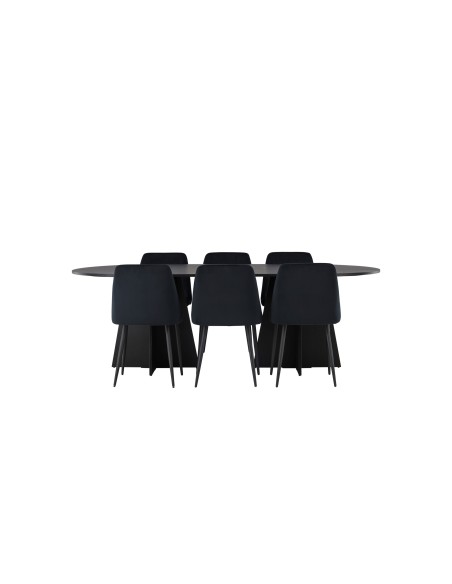 Matgrupp Bootcut med Night matstolar, 230 × 115 cm