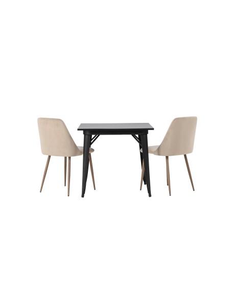 Matgrupp Tempe med Night matstolar, 80 × 80 cm