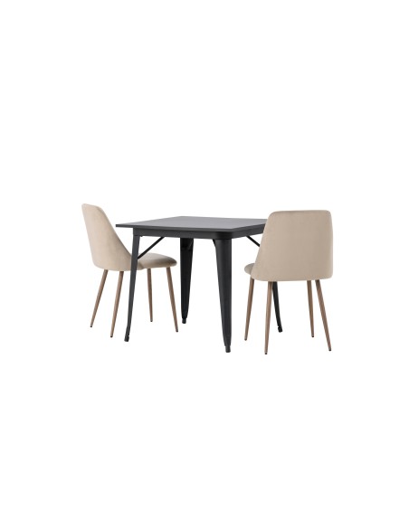 Matgrupp Tempe med Night matstolar, 80 × 80 cm