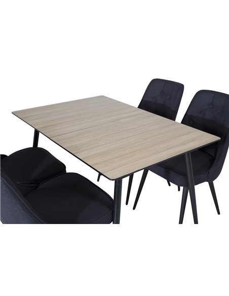 Matgrupp Silar med Velvet Deluxe matstolar, 120 × 80 cm