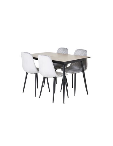 Matgrupp Silar med Polar matstolar, 120 × 80 cm