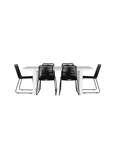 Matgrupp Merlo med Lindos matstolar, 200 × 90 cm