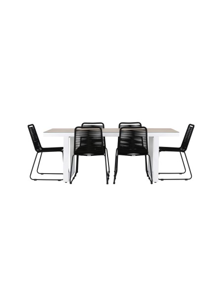 Matgrupp Merlo med Lindos matstolar, 200 × 90 cm