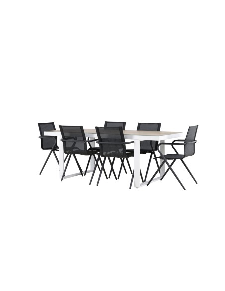 Matgrupp Merlo med Alina matstolar, 200 × 90 cm