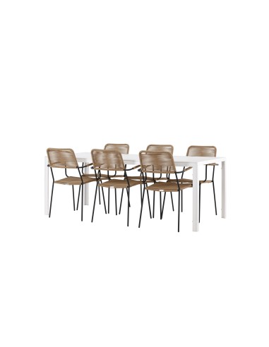 Matgrupp Break med Lindos matstolar, 205 × 90 cm