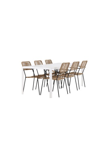 Matgrupp Break med Lindos matstolar, 205 × 90 cm