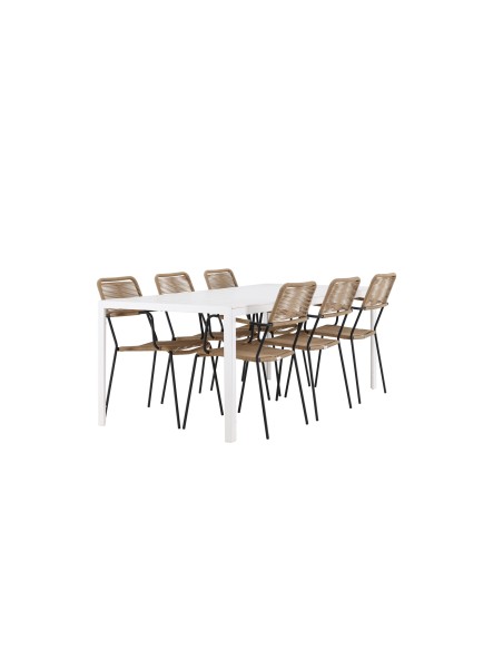 Matgrupp Break med Lindos matstolar, 205 × 90 cm