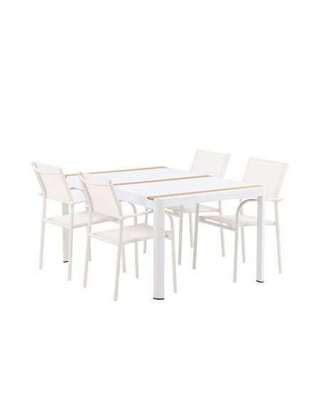 Matgrupp Togo med Santorini matstolar, 150 × 90 cm