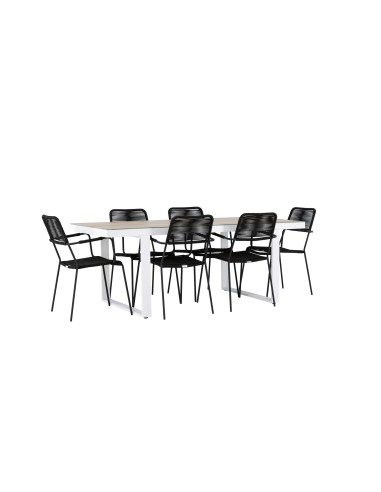 Matgrupp Merlo med Lindos matstolar, 200 × 90 cm