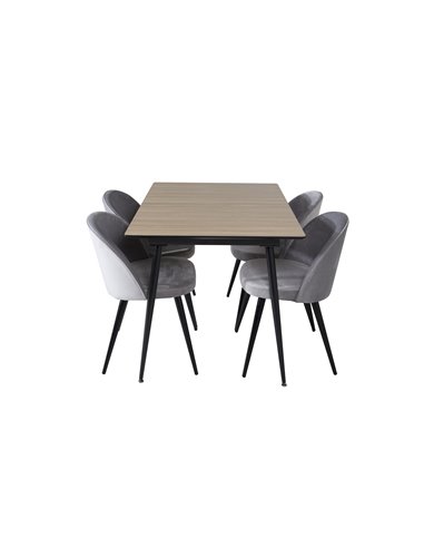 Matgrupp Silar med Velvet matstolar, 120 × 80 cm
