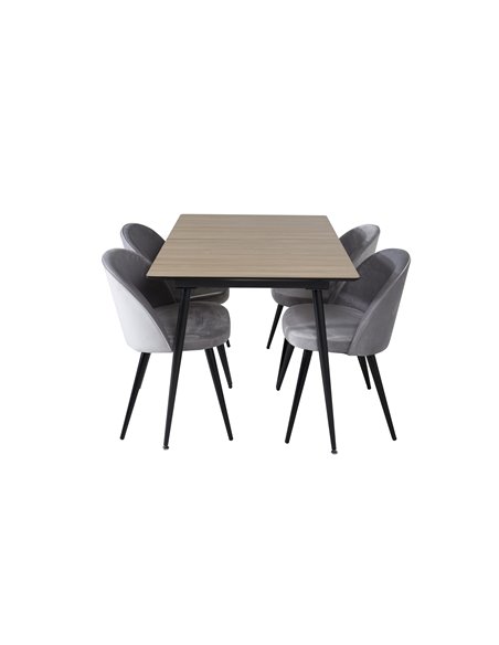 Matgrupp Silar med Velvet matstolar, 120 × 80 cm
