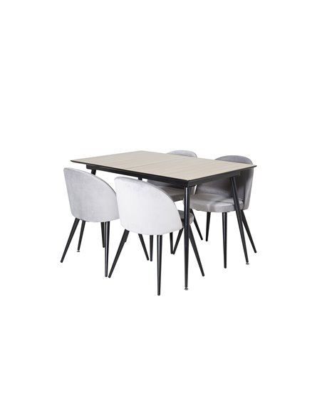 Matgrupp Silar med Velvet matstolar, 120 × 80 cm