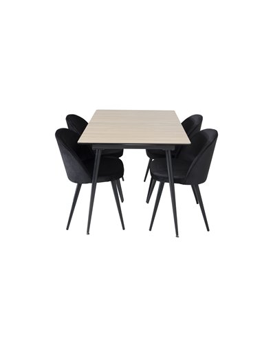 Matgrupp Silar med Velvet matstolar, 120 × 80 cm